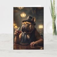 80th Birthday Bulldog Holding a Drink