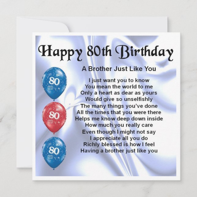 80th Birthday Card  -  Brother (Front)