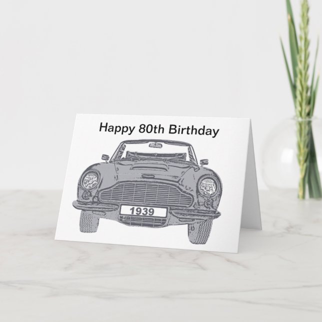 80th birthday card for British classic car lovers (Front)