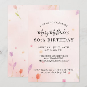 80th Birthday Card Invitation
