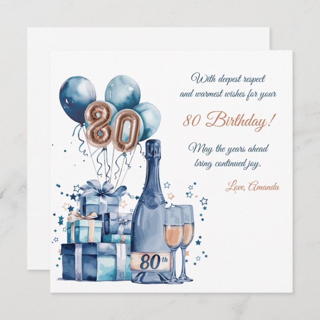 80th Birthday Card Personalised for Men (Front/Back)