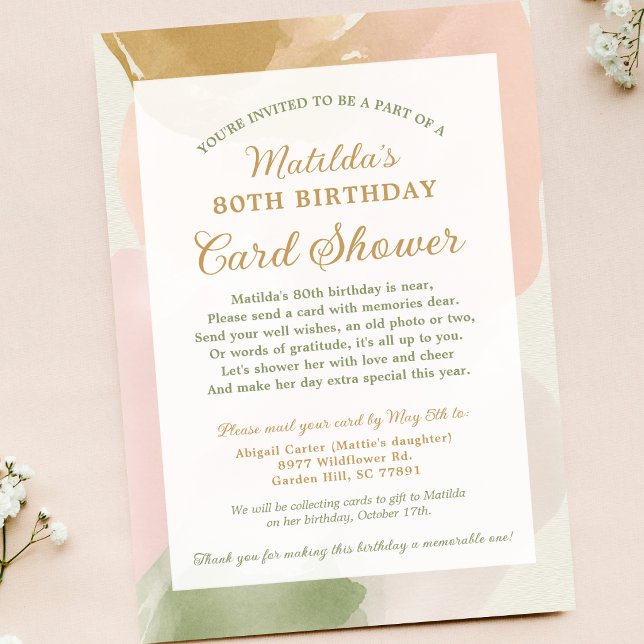 80th Birthday Card Shower by Mail Photo Invitation (Creator Uploaded)