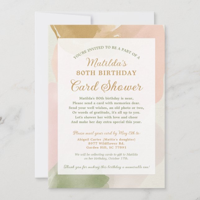 80th Birthday Card Shower by Mail Photo Invitation (Front)