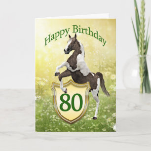 80th birthday card with a rearing horse