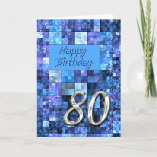 80th Birthday card with abstract squares.
