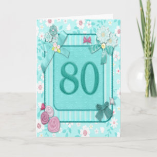80th birthday card with flowers