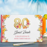 80th Birthday Celebration Floral Gold Number 80 Guest Book<br><div class="desc">80th birthday party guest book with gold number 80 decorated with pretty flowers. Feminine and elegant design with watercolor floral arrangements in shades of pink yellow orange and purple. Perfect for 80th birthday celebration,  spring or summer birthday lunch,  garden tea party etc.</div>
