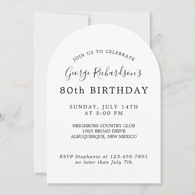 80th Birthday Celebration Invite Invitation (Front)