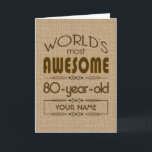 80th Birthday Celebration World Best Fabulous Card<br><div class="desc">Celebrate the milestone birthday of your favourite senior citizen with this fun gift reminding them of how fabulous they are. Customise with names,  initials or other text.</div>