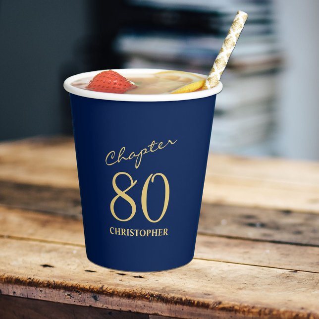80th Birthday Chapter 80 Blue Gold Paper Cups (Personalized 80th Birthday Chapter 80 Blue Gold Paper Cups
)