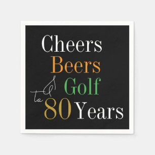 80th Birthday Cheers Beers Golf Party Napkin