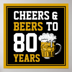 80th Birthday Cheers & Beers to 80 Years Poster