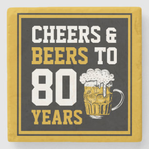 80th Birthday Cheers & Beers to 80 Years Stone Coaster
