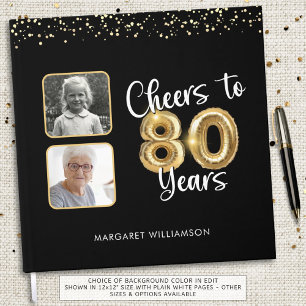 80th Birthday Cheers to 80 Years 2 Photos Guest Book