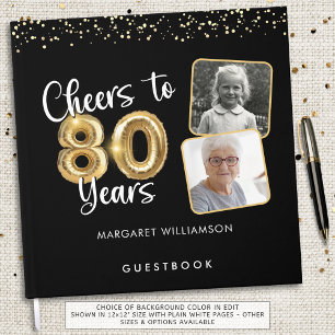80th Birthday Cheers to 80 Years 2 Photos Guest Book