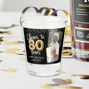 80th Birthday Cheers to 80 Years Black Gold Shot Glass