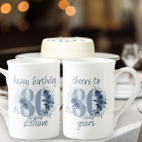 80th Birthday Cheers to 80 Years Floral Number