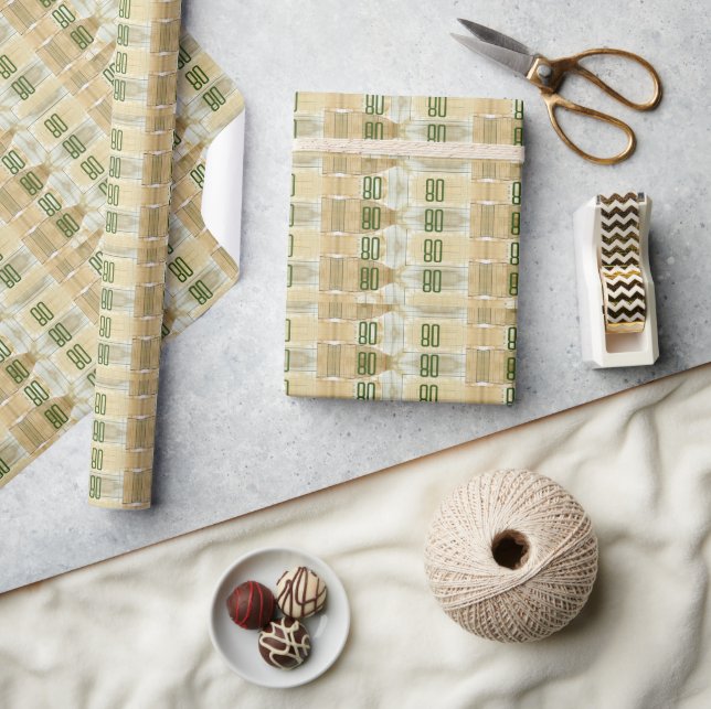 80th Birthday coffee stained collage ledger paper (Crafts)