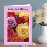 80th Birthday Colourful Roses Card<br><div class="desc">This 80th birthday card features "Happy 80th Birthday" at the top with a photograph of a beautiful bouquet of multi coloured roses. When you open the card, you will find a beautiful 80th birthday verse which can be customised with the name of the birthday lady. A great way to say...</div>