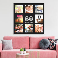 80th birthday custom photo collage black monogram