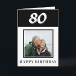 80th Birthday Custom Photo Personalised Card<br><div class="desc">80th Birthday Custom Photo Personalised Card. Personalised 80th birthday greeting card for someone celebrating 80 years. This modern and simple design features the age,  photo and Happy birthday card. Add your photo into and message inside or erase it. You can also change the year number.</div>