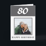 80th Birthday Custom Photo Personalised Card<br><div class="desc">80th Birthday Custom Photo Personalised Card. Personalised 80th birthday greeting card for someone celebrating 80 years. This modern and simple design features the age,  photo and Happy birthday card. Add your photo into and message inside or erase it. You can also change the year number.</div>