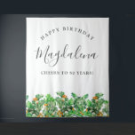 80th Birthday December Birth Flower Backdrop Tapestry<br><div class="desc">Create a special keepsake when your guests have a photograph with the birthday celebrant. This festive Christmas backdrop features green  holly and red berries. All of the text is editable so you can easily craft your own special mood.</div>