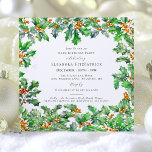 80th Birthday December Birth Flower Holly Square Invitation<br><div class="desc">Festive holly and berry birthday invitation is perfect for your December birthday party. Bright green holly is decorated with deep red berries. Holly is also the December birth flower which represents happiness,  joy,  good luck and respect. All of the text is editable.</div>