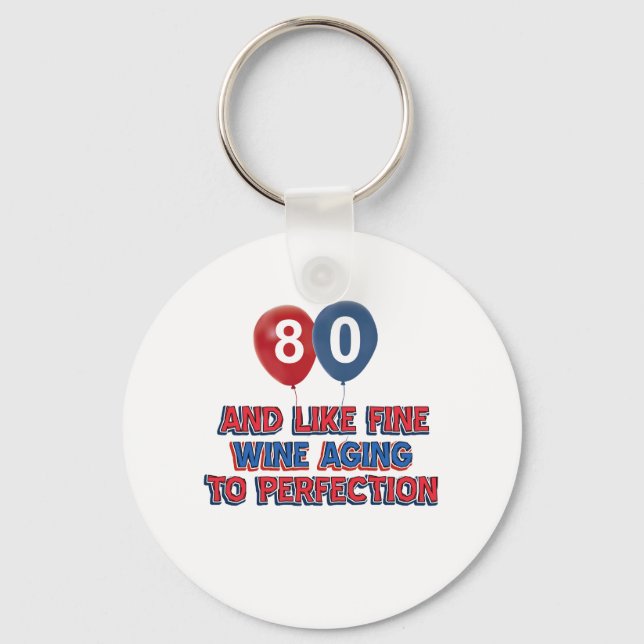 80th birthday designs key ring (Front)