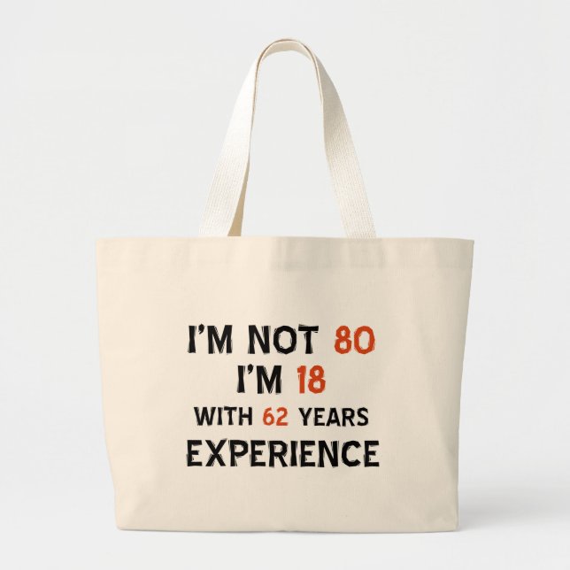 80th birthday designs large tote bag (Front)