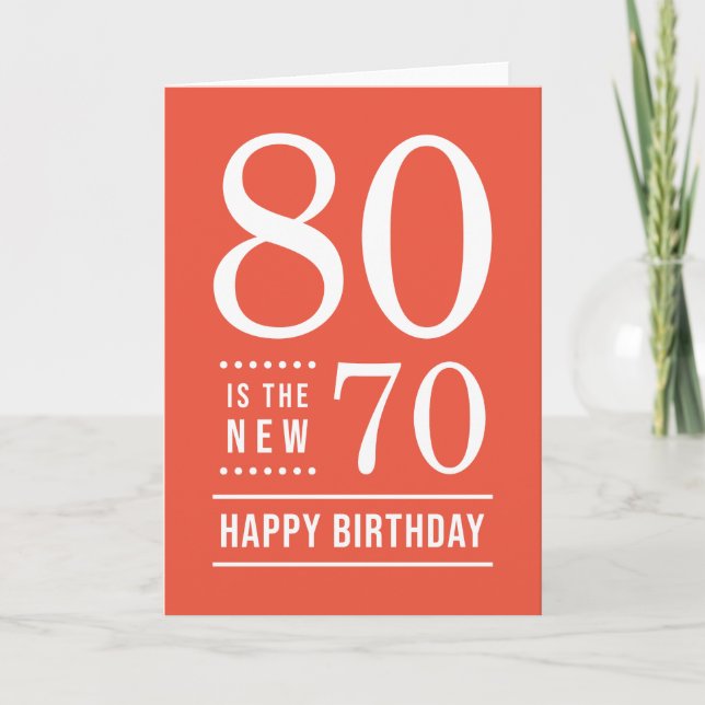 80th Birthday Editable Colour 80 is the new 70 Card (Front)