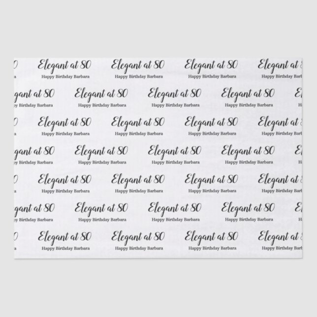 80th Birthday Elegant at 80 Personalise  Tissue Paper (Front)