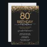 80th Birthday Elegant Gold Glitter Invitation<br><div class="desc">Elegant Faux gold glitter with shimmering confetti highlights on the top and bottom border. All text is adjustable and easy to change for your own party needs. Great elegant 80th birthday template design.</div>