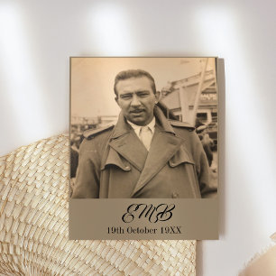 80th Birthday Elegant Male Monogram Photo Invitation