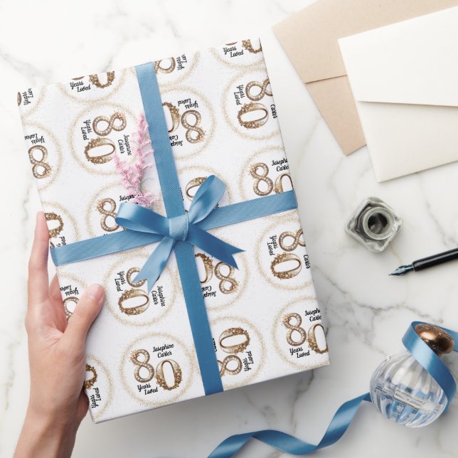 80th Birthday Elegant Party Wrapping Paper (Gifting)