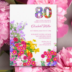 80th Birthday Floral Garden Elegant Party Postcard