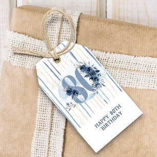 80th Birthday Floral Number 80 To and From Gift Tags