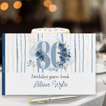 80th Birthday Floral Number Coastal Blue Guest Book<br><div class="desc">80th birthday party guest book with number 80 decorated with rose buds, flower blooms and foliage in shades of coastal blue and sand. Subtle feminine and elegant design with watercolor floral arrangements, paint splatters and brush strokes. Perfect for 80th birthday celebration with coastal vibe, beach house or lakeside or water...</div>