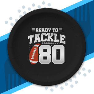 80th Birthday - Football Mom - Football Player Paper Plate