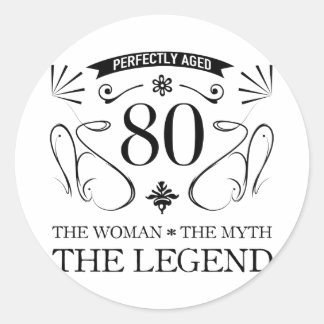 80th Birthday For Women Classic Round Sticker