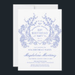 80th Birthday French Vintage Blue Floral Crest Invitation<br><div class="desc">An elegant French vintage blue floral crest takes centre stage on this timeless birthday invitation. Ornate,  formal and very feminine will make any birthday lady feel very special. Coordinating party supplies are available.</div>