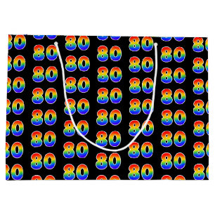 80th Birthday: Fun Rainbow Event Number 80 Pattern Large Gift Bag