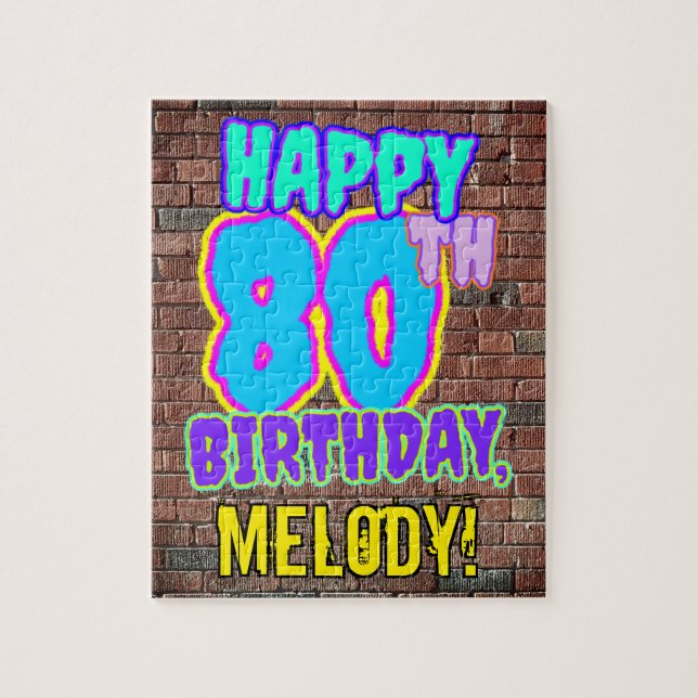 80th Birthday ~ Fun, Urban Graffiti Inspired Look Jigsaw Puzzle (Vertical)