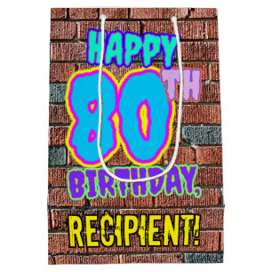 80th Birthday: Fun, Urban Graffiti Inspired Look Medium Gift Bag
