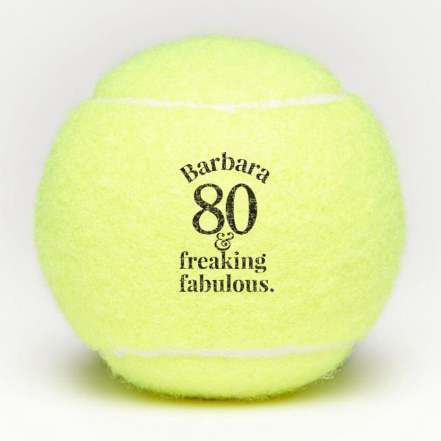 80th Birthday Funny Fabulous Personalised Tennis Balls (Front)