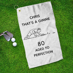 80th Birthday Funny Golfer Personalised Name Golf  Golf Towel