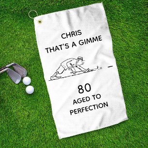 80th Birthday Funny Golfer Personalised Name Golf Towel