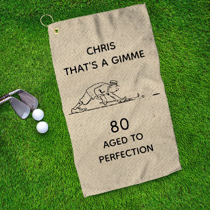 80th Birthday Funny Golfer Personalised Name Golf Towel