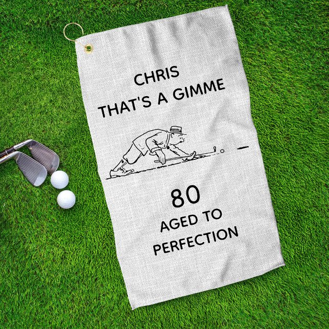 80th Birthday Funny Golfer Personalised Name Golf  Towel (Creator Uploaded)