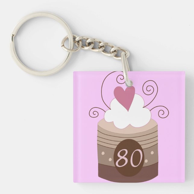 80th Birthday Gift Ideas For Her Key Ring (Front)